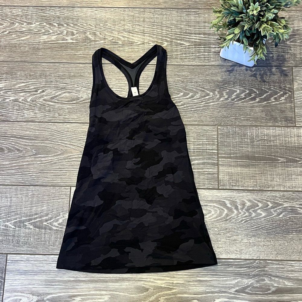Lululemon Cool Racer Back Black Camouflage Tank Top